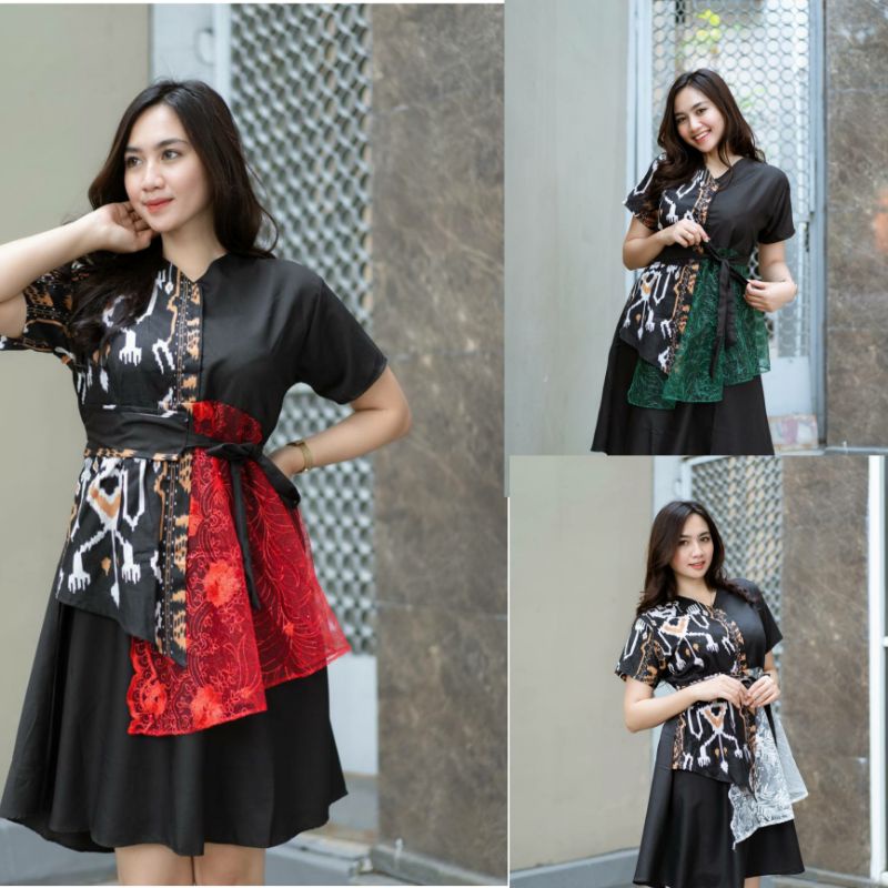 Dress batik tile toraja / dress batik natasha wilona