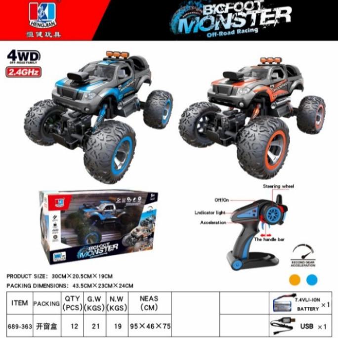 RC 4WD BIGFOOT MONSTER SEMI PROPO TURBO MOBIL CAR OFFROAD KEREN