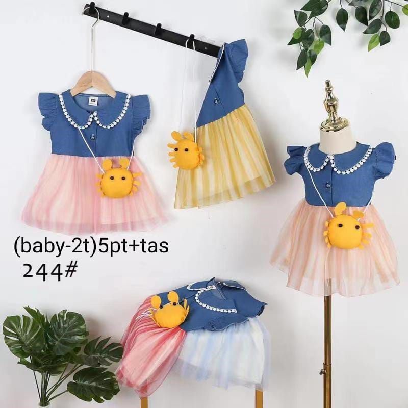DRESS BABY & TAS ANAK PEREMPUAN IMPORT PREMIUM baju anak cewek gaun anak rok tutu pelangi