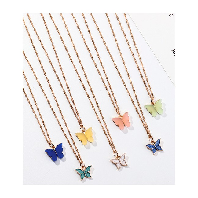 LRC Kalung Fashion Butterfly Acrylic Alloy Necklace P8889X