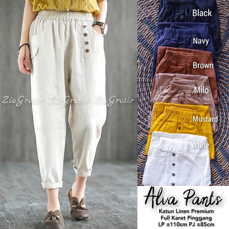 Celana Panjang Wanita Kasual Longgar (LINEN PANTS) Celana Bahan Get Low
