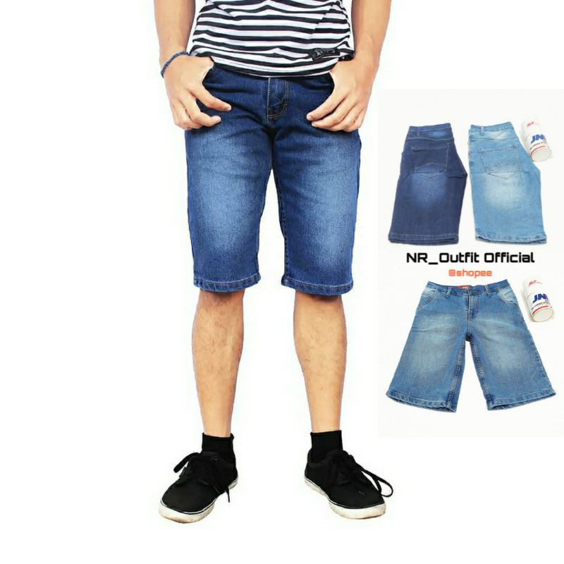 Celana Jeans Pendek Cowok Distro Slim Fit Pria Stretch Melar Size 27-38 NR_Outfit Official COD