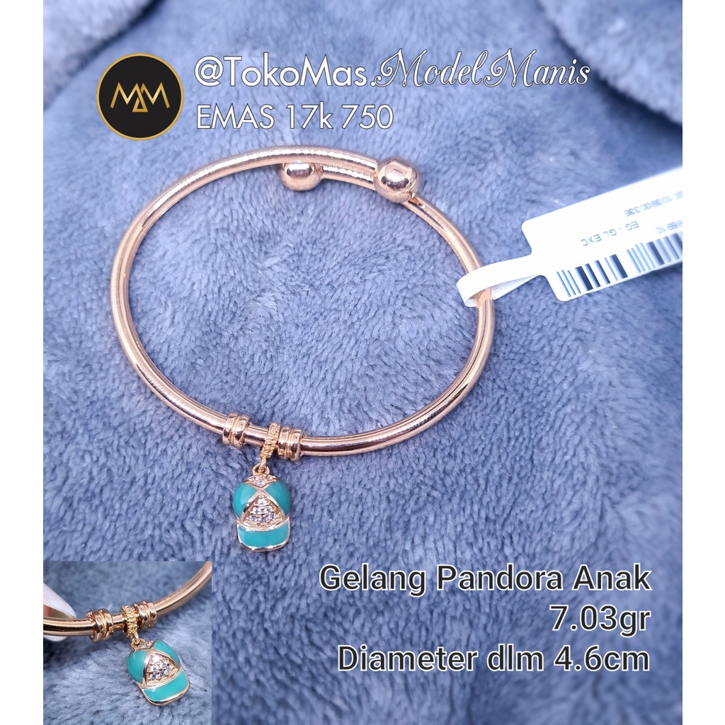 Gelang Anak Pandora emas italy IT rosegold 750 kadar 17k