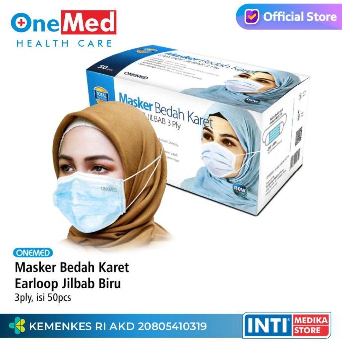 HRG DISKON ONEMED - Masker Jilbab 3 Ply | Surgical Headloop Mask | Masker Hijab