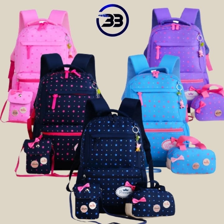 BATOSAI STARLA - Tas Anak Ransel Sekolah Backpack Wanita Tas Murah Ransel Ransel Polka Bintang Tabur