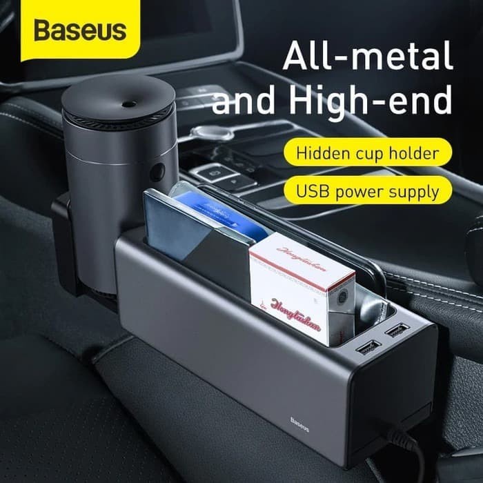 Baseus Original Deluxe Metal Armrest Console Car Organizer Storage Penyimanan Bangku Depan Mobil