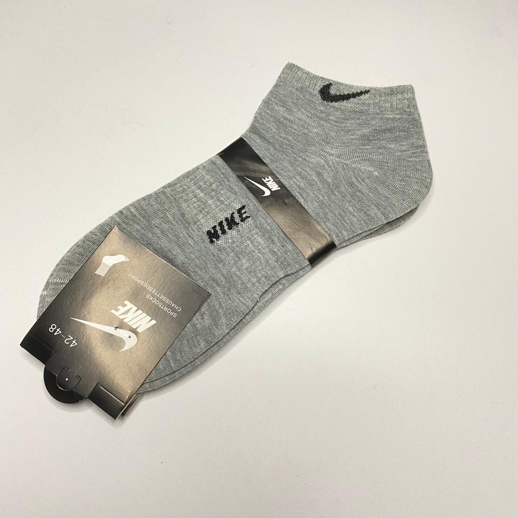KAOS KAKI NIKE POLOS PRIA WANITA PENDEK TEBAL MOTIF ANTI SLIP GROSIR RESELLER COD SEMATA KAKI-ABU MUDA
