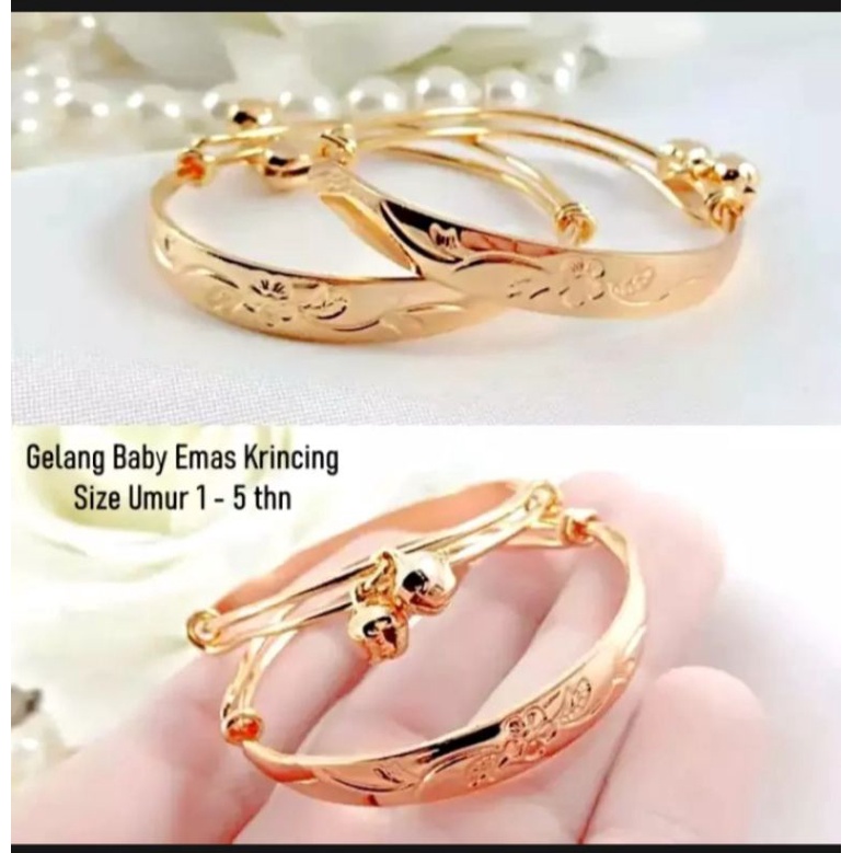 gelang kerincing bayi, gelang mirip mas asli,gelang berlapis emas 24 k