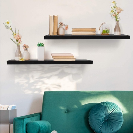 RAK DINDING MELAYANG 100 CM RAK AMBALAN DINDING RAK AMBALAN KAYU HITAM