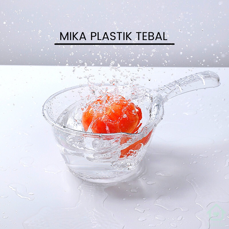 KOCHEN Gayung Mandi Serbaguna Aesthetic Gagang Kayu / Mika Plastik Tebal Transparan Kekinian Anti Pecah Elegan Wadah Cuci Buah Water Scoop Ciduk Air Minimalis Nordic Scandinavian Viral