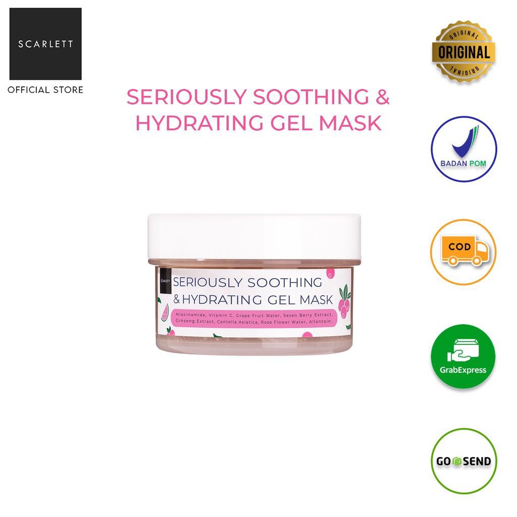 Scarlett Whitening Seriously Soothing &amp; Hydrating Gel Mask BPOM Masker Gel Scarlet Wajah Kusam