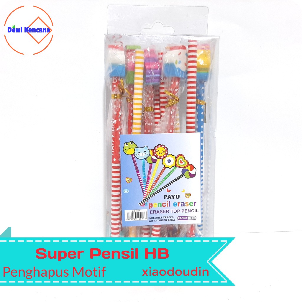

Set Super Pensil Penghapus Topper HB Motif isi 1 Lusin