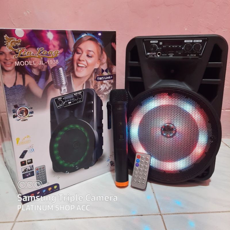 Speaker Bluetooth 8 Inchi Jl1938 Bonus Mic Wireless/Salon Aktif Radio Fm/Speaker Aktif Portable 8inc