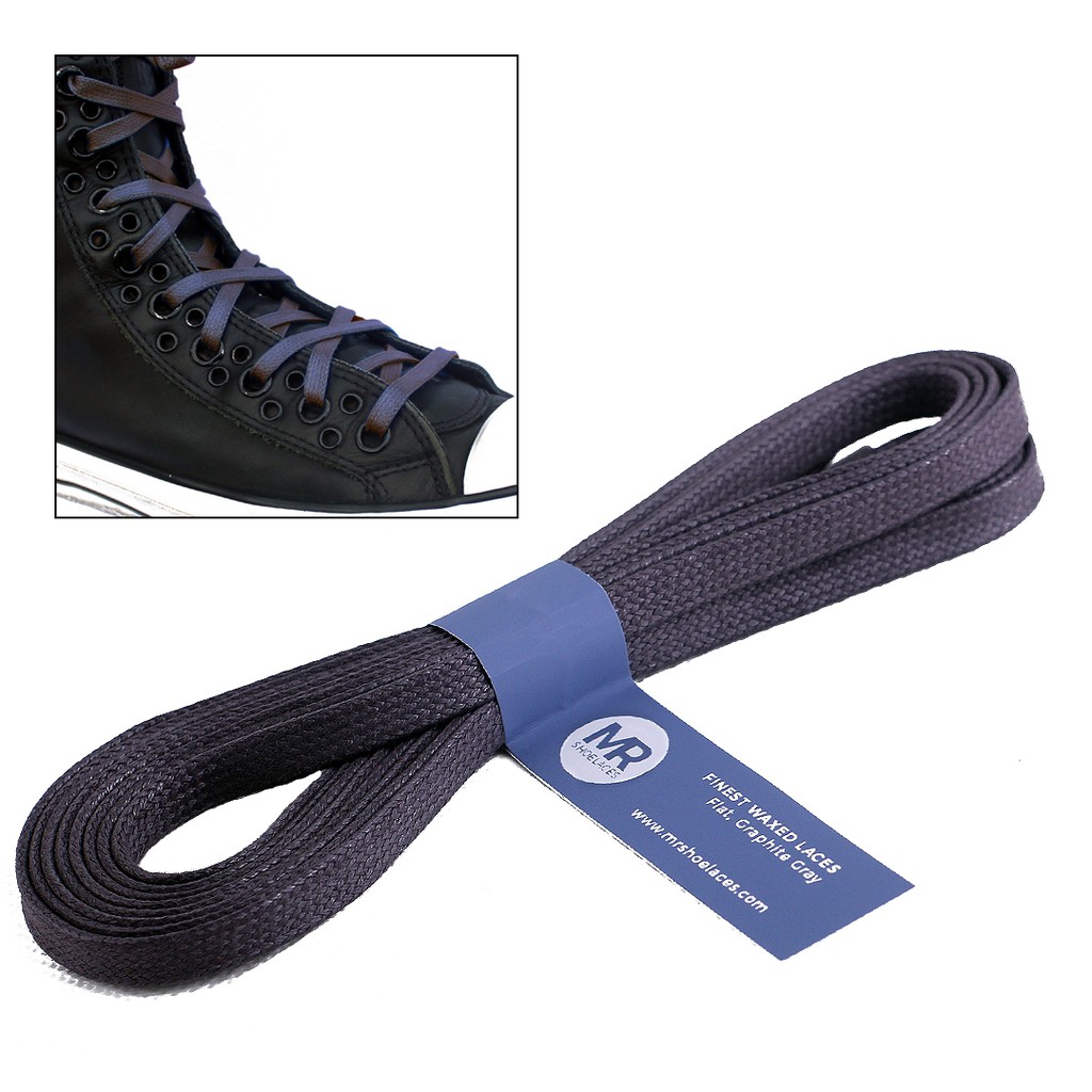 MR Shoelaces FT27 Graphite Gray - Tali Sepatu Lilin 6-7mm Gepeng Flat Pipih (Waxed Laces) 90cm 100cm 150cm