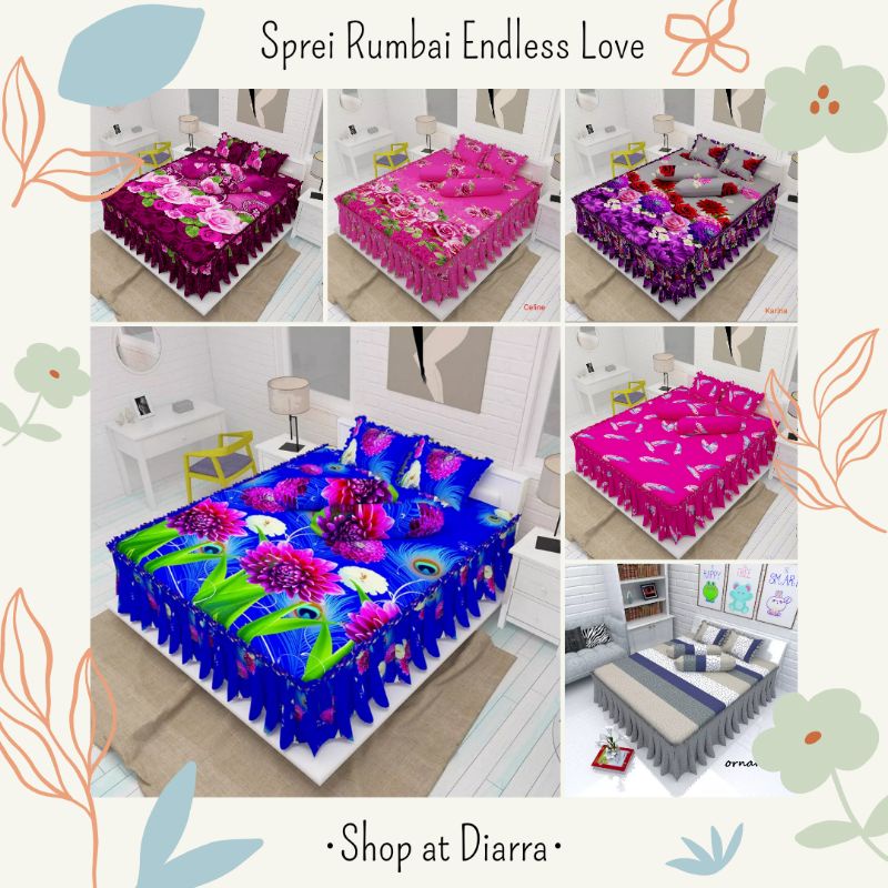 NEW EDITION [TERMURAH] Sprei Rumbai Endless Love King(180X200) Queen (160x200) - Sprei Rumbai - Spre