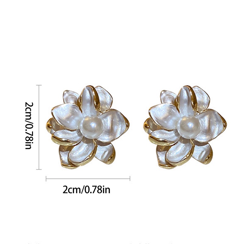 Anting Stud Mutiara Bentuk Bunga Geometris Untuk Wanita