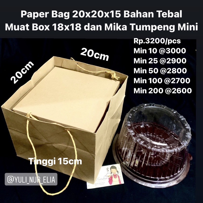 

Paper Bag 20x20x15cm Bahan Tebal Muat Box 18x18 dan Mika Tumpeng Mini