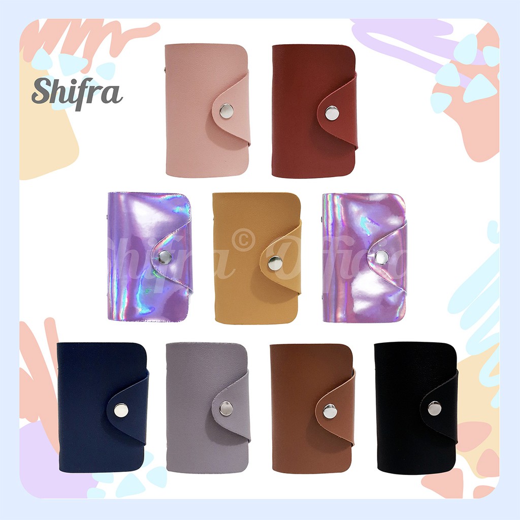 Shifra Card Holder Mika 20 Lembar untuk 40 Slot Kartu Dompet Wanita Warna Polos