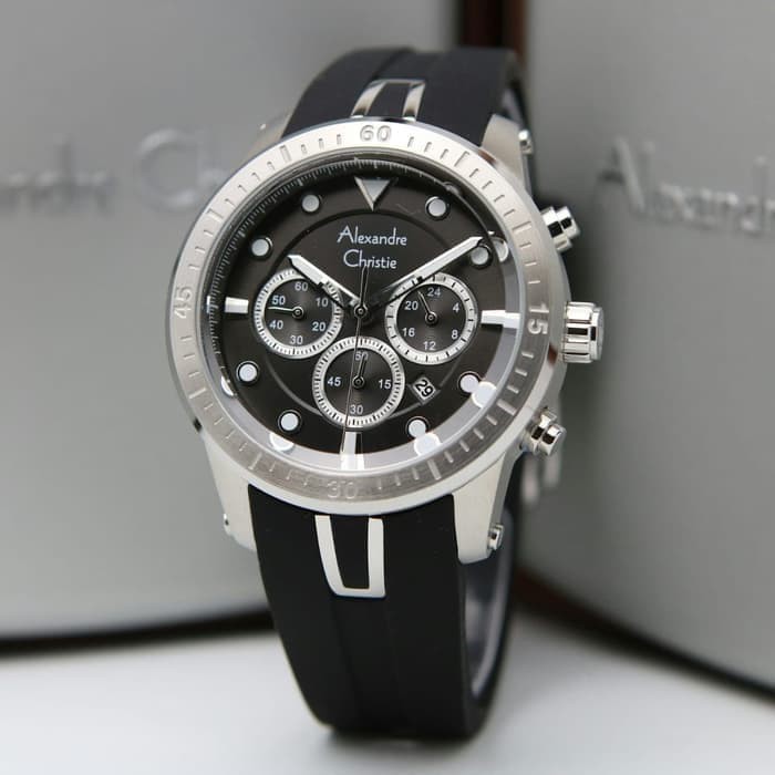 ALEXANDRE CHRISTIE 6533MC BLACK SILVER ORIGINAL GARANSI 1TAHUN