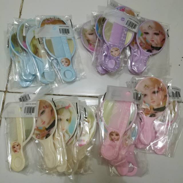 Sisir set cermin motif boneka