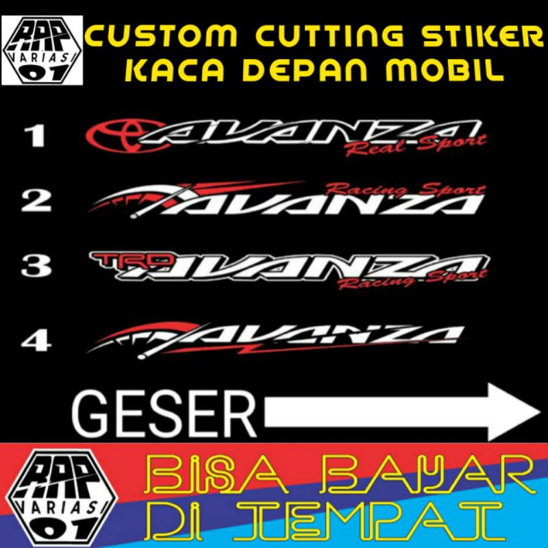 stiker kaca depan mobil AVANZA, stiker Cutting kaca mobil