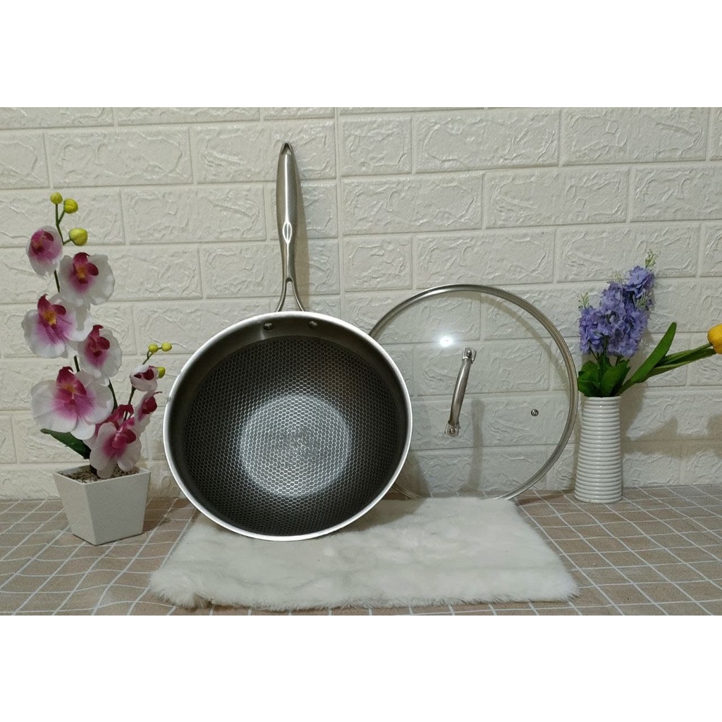 Wajan Stainless Anti Lengket/Panci Work 32 cm/Frying Pan Stainless 32 cm anti lengket
