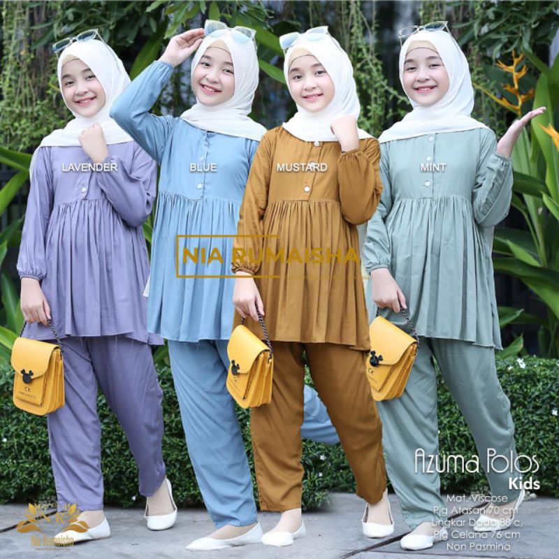baju tunik anak perempuan setelan tunik anak perempuan 6_12 tahun baju anak perempuan baju anak perempuan terbaru 2022 baju setelan anak perempuan polos umur 6-12 thn-3