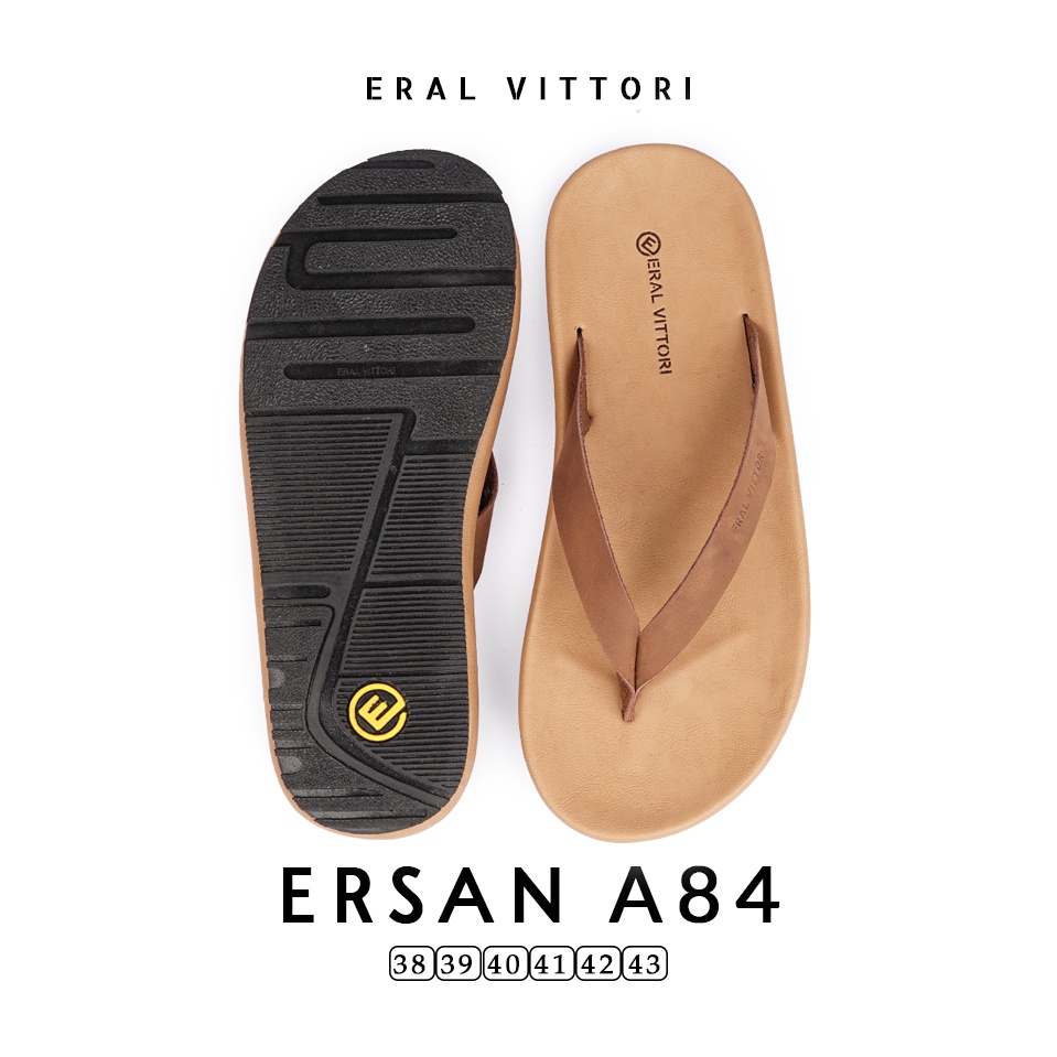 Eral Vittori  - Ersan A84 Sandal Jepit Kulit Harian Santai Pria TAN