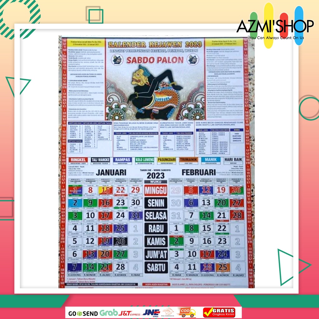 Jual Kalender 2023 Dinding Jawa Primbon Sabdo Palon Shopee Indonesia 6310