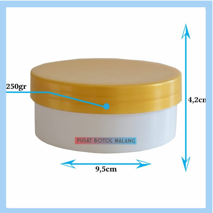 Pot Lulur 250Gr Emas/Putih | Pot Lulur Scrub 250Gram