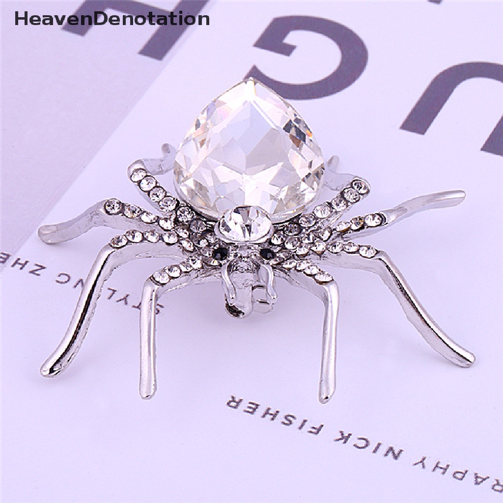 [HeavenDenotation] White Spider Silver Plated Fashion Brooches Jewelry Elegant Crystal Brooch Pin