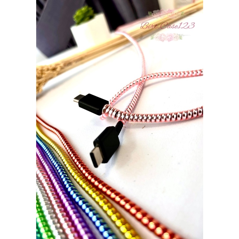 RT94 PELILIT KABEL SPIRAL WARNA METALIC PELINDUNG CABLE HP CHARGER UNIVERSAL CORD PROTECTOR SOLID COLOR GLOSSY BC6246