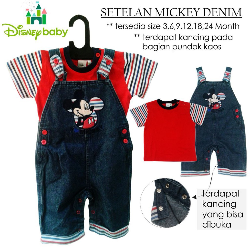 1-2T Setelan Denim Overall Baju Kodok Anak MK Mouse Kaos Polos Keren anak 2 tahun unisex