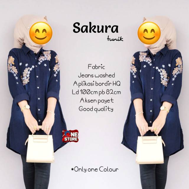 TUNIK WANITA JEANS PREMIUM SAKURA FASHION WANITA MURAH