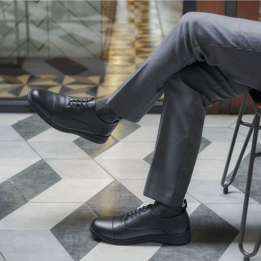 OXFORD 3.0 BLACK (Kulit Asli) - Sepatu Formal Pria Pantofel Pria Kulit Asli Casual Kerja Kantor Kuliah Pantopel Hitam Tali Kasual Original