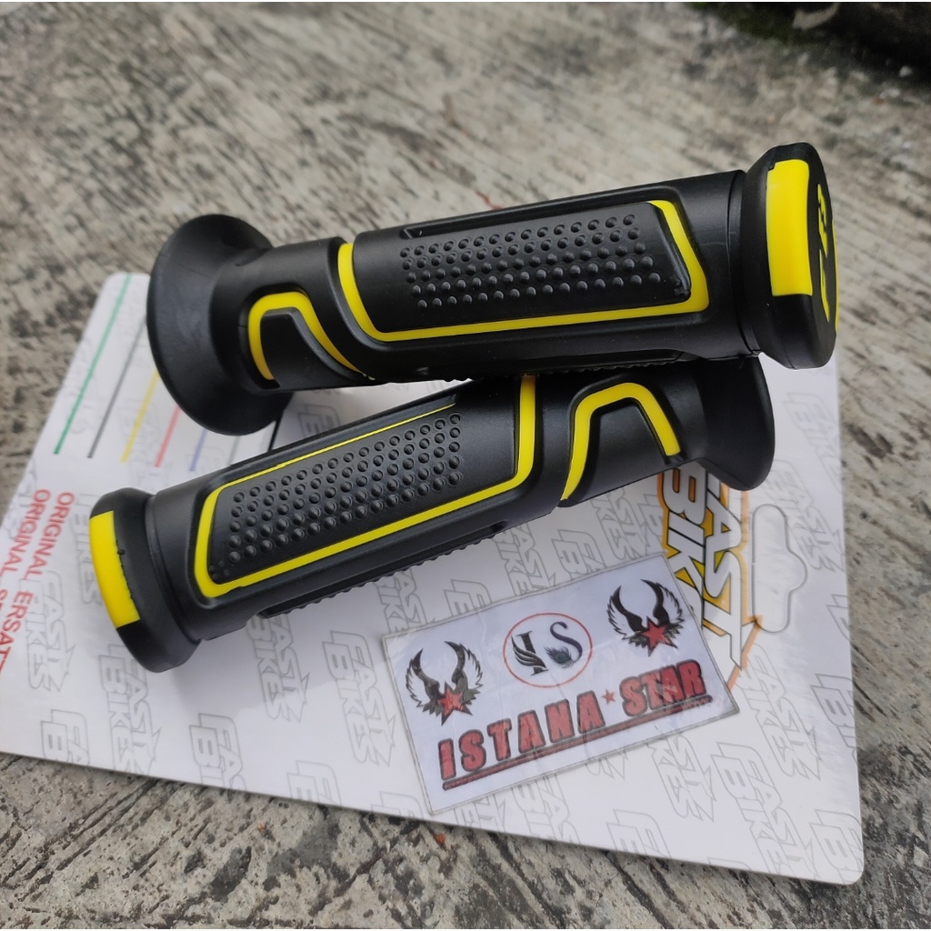 PROMO. HAND GRIP fast biker Tidak licin nyaman di genggam universal jenis motor KUNING