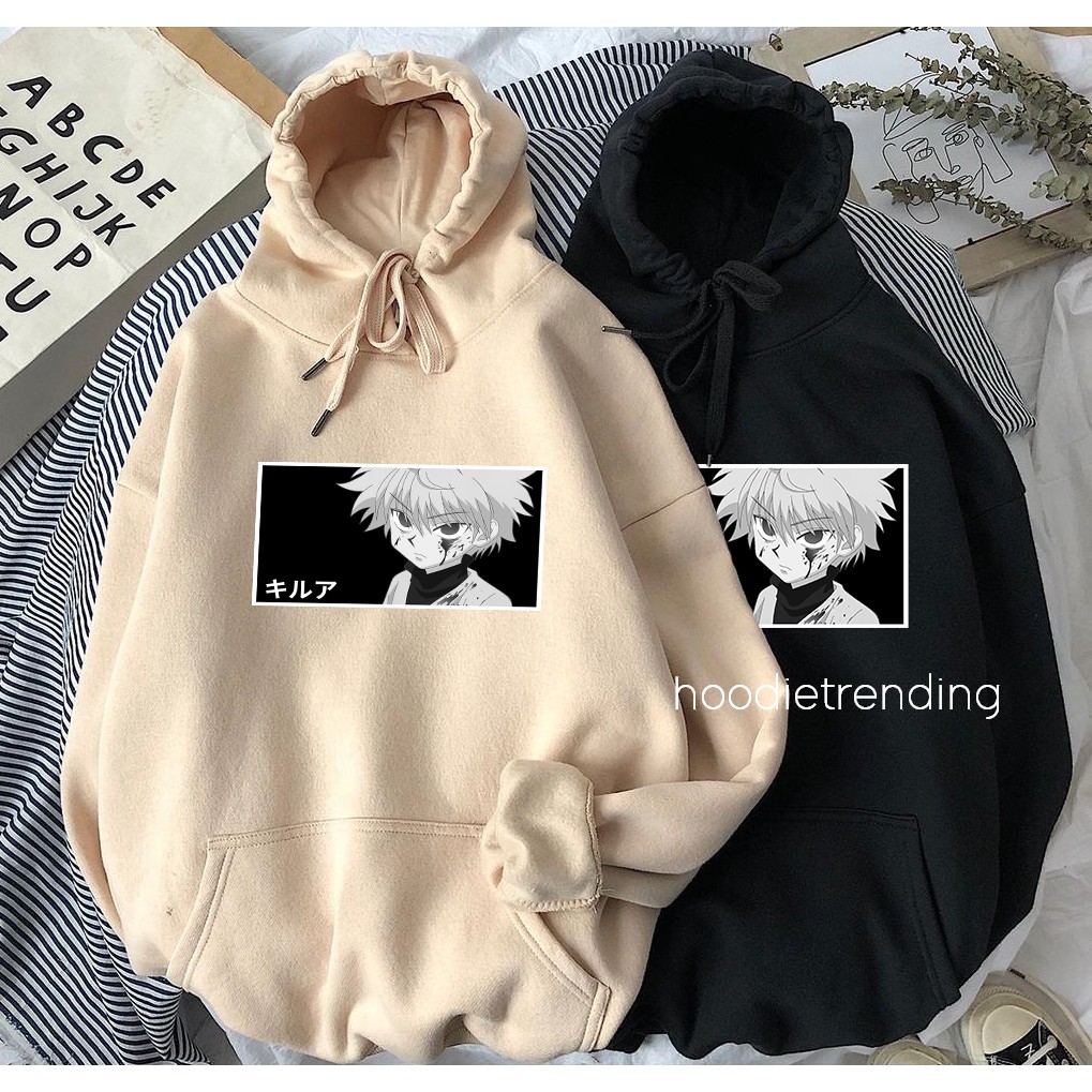 HODISO - Hoodie Jumper Killua Bw Size M-Xxl Unisex (Pria&amp;Wanita) Anime Japan