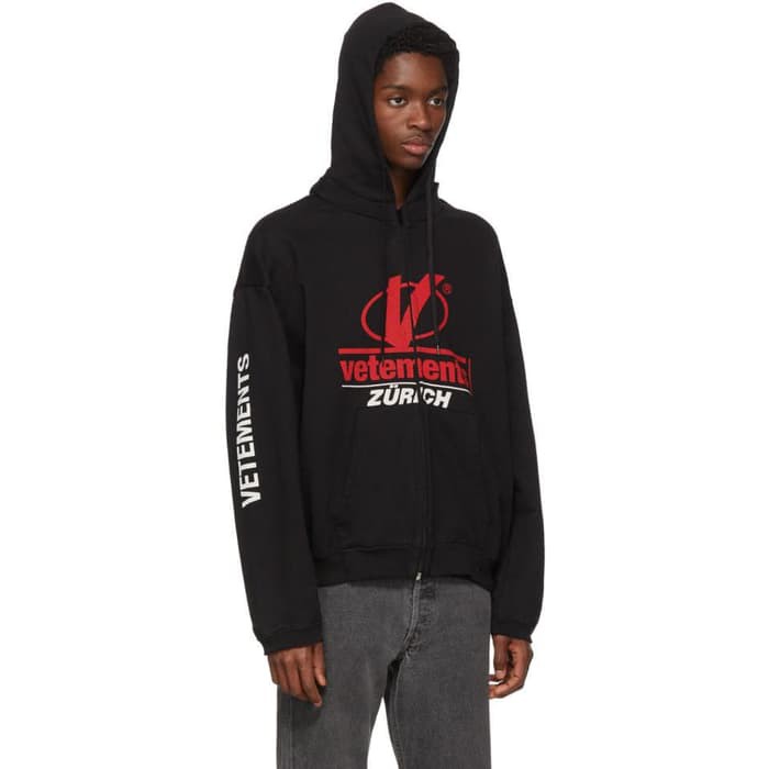 Hoodie Zipper Logo Vetements Zurich V
