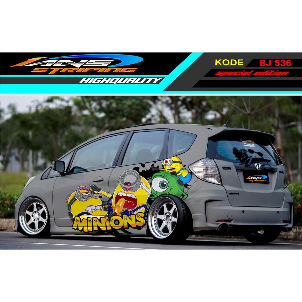 STICKER VARIASI MOBIL JAZZ MINION / STIKER MOBIL AGYA SIGRA YARIS SWIFT / DECAL MOBIL TERBARU