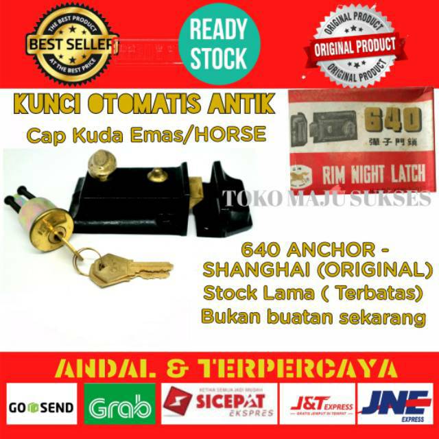 KUNCI SELOT GRENDEL PINTU  OTOMATIS  HITAM 640 KUDA EMAS 