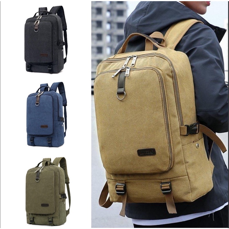 Tas Ransel Laptop Import Kanvas Backpack Pria Wanita 01