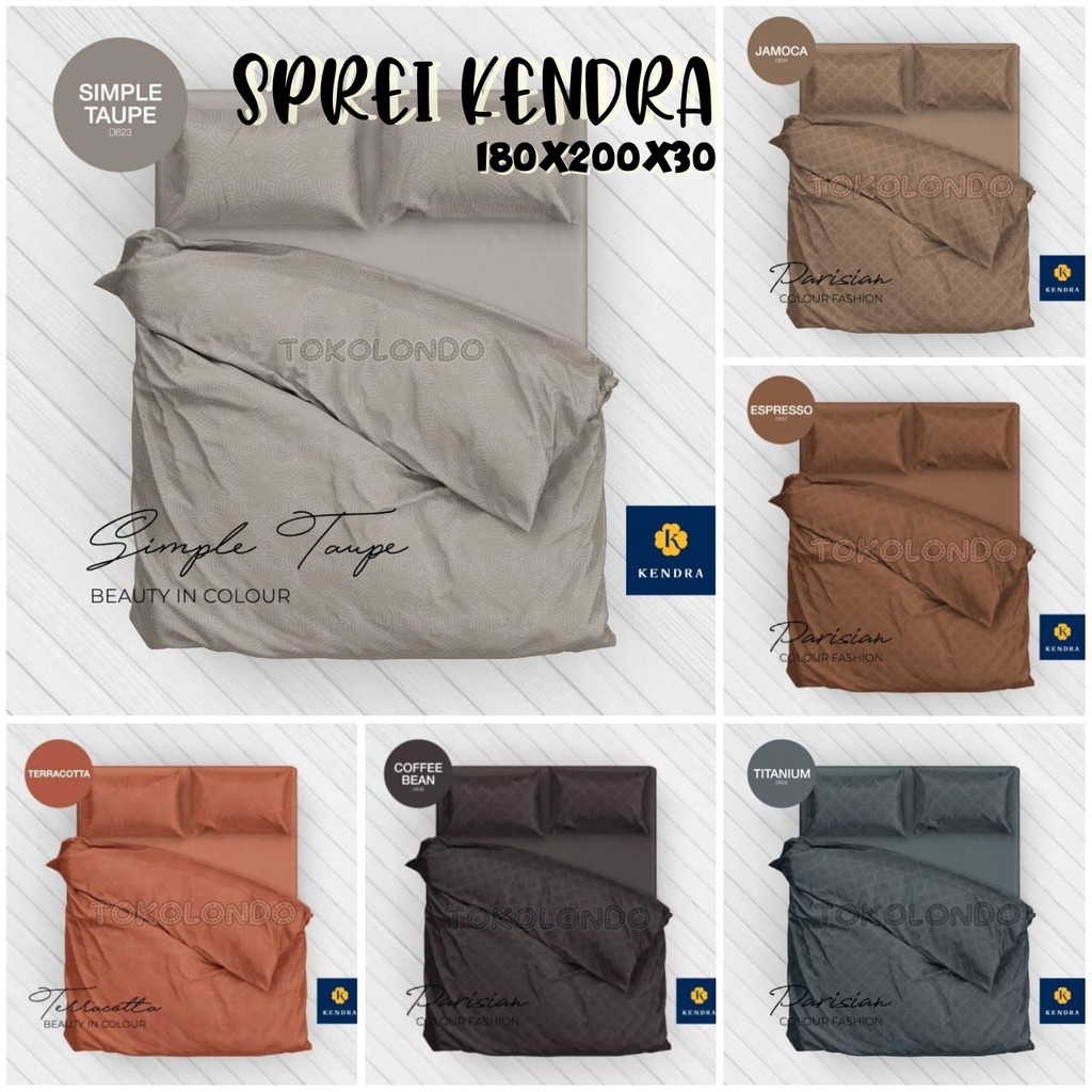 Sprei KENDRA POLOS Emboss Jacquard KING size uk 180x200 T30 Tinggi 30 Sprei Hotel Putih Polos Abu Grey Navy Putih Vanila Sky Deep Lake Snow White Simple Taupe Almond Tree Blue Coral Green Espresso Oxford Tan Ruby Wine Simple Taupe Terracotta Titanium