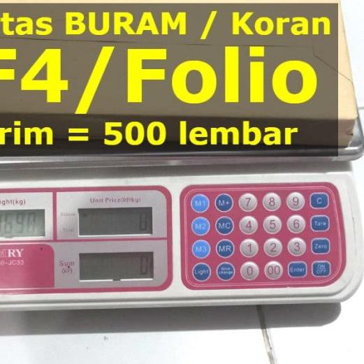 

♘ F4 Kertas Buram Koran Folio 1 rim 500 Lembar Polos ™
