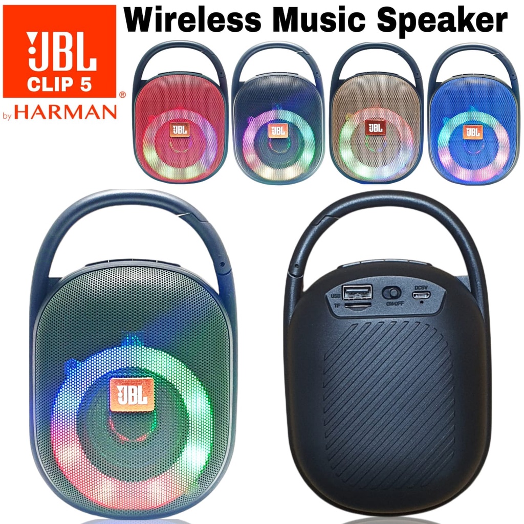 JBL Speaker Bluetooh JBL Clip5 Speaker Bluetooh JBL Wireless Portable CLIP 5 Speaker JBL LED Clip5 RGB Speaker Gowes Speaker mini Super Bass Speaker LED