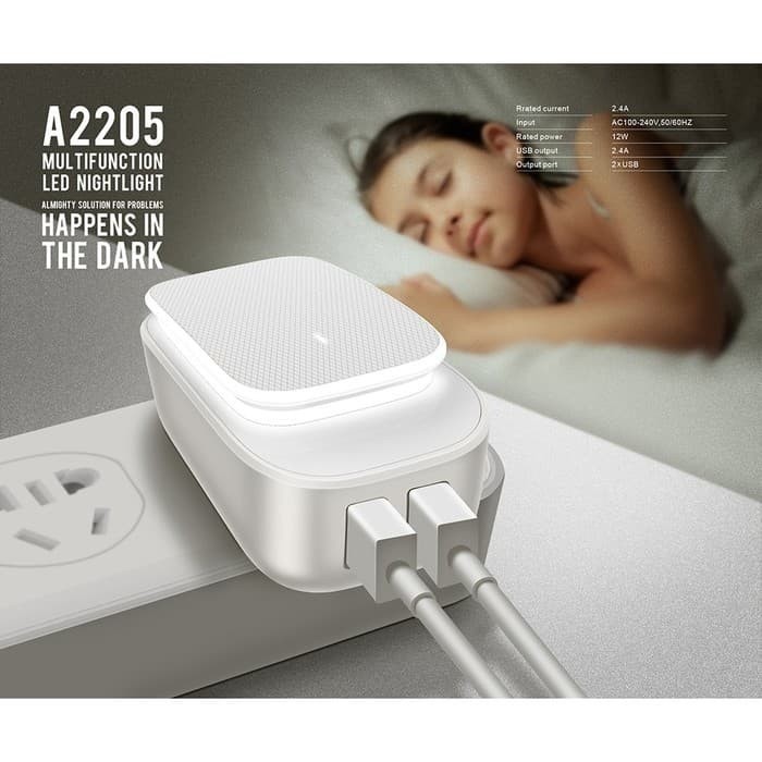 MQ Charger dual USB wall charger with LED light original LDNIO A2205