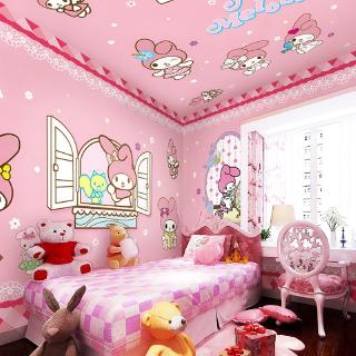 3d Kartun Lucu Kelinci Mural Berwarna Pink Princess Ruang Gadis Wallpaper Latar Belakang Ruang Anak Shopee Indonesia