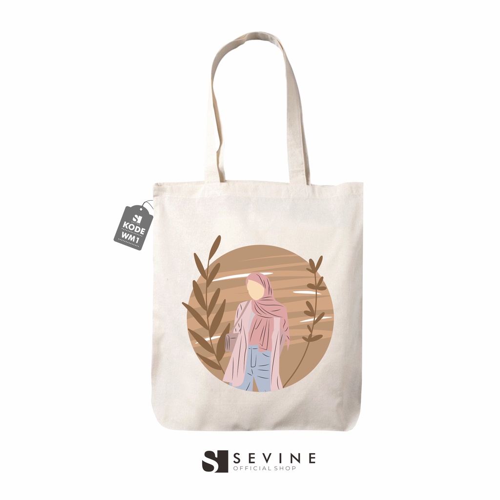 Sevine Tote Bag Resleting Drill Totebag Tas Laptop Wanita Woman Art - WM