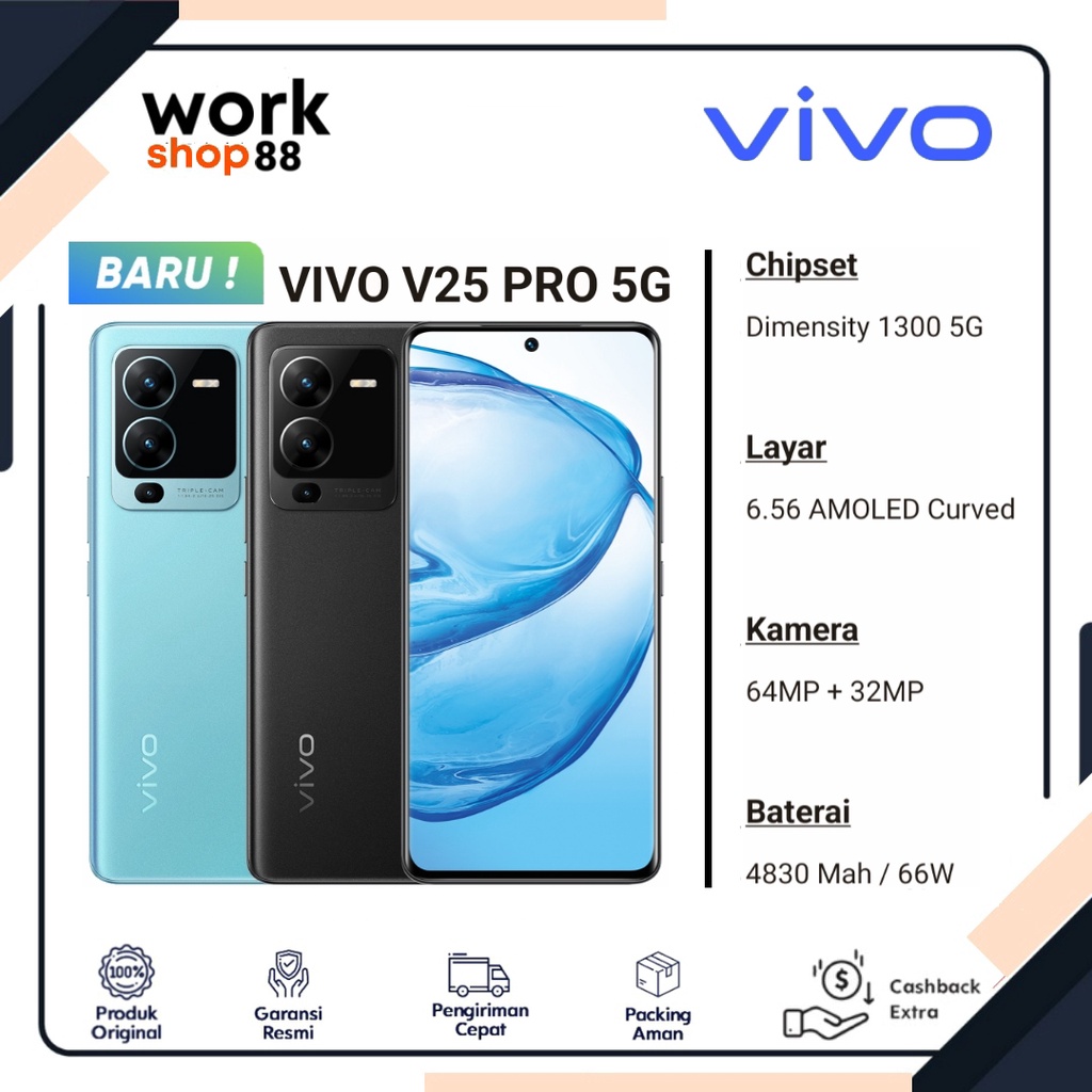 Produk Baru - Hp Vivo V25 PRO 5G [ 12GB + 8GB Extended Up To Ram 20GB ] | Rom 256GB - New Original G