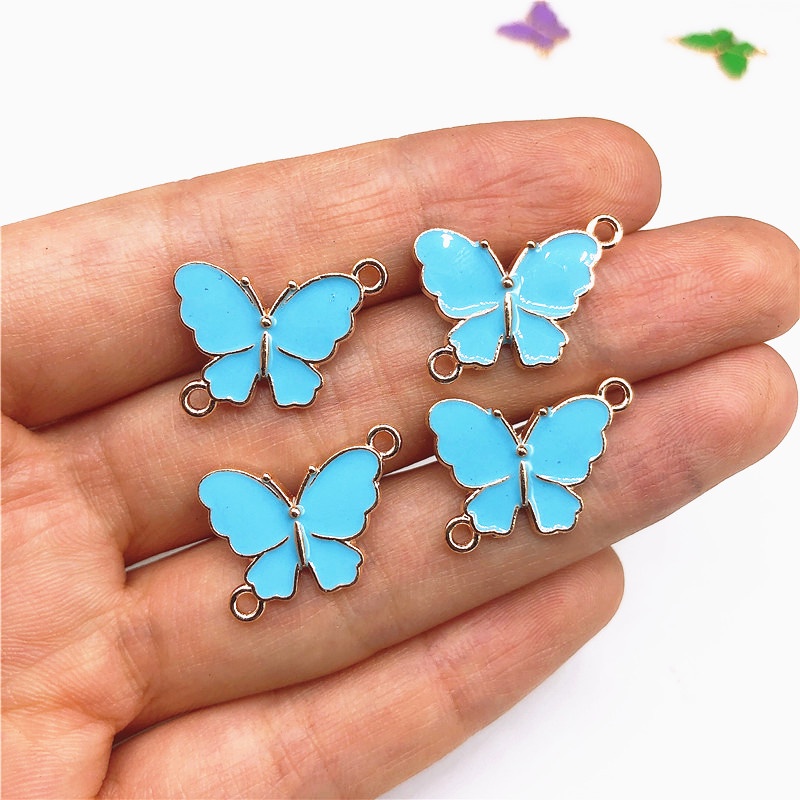 Butterfly 4pcs Liontin Kupu-Kupu Bunga Aster Bahan Alloy Untuk Membuat Perhiasan DIY