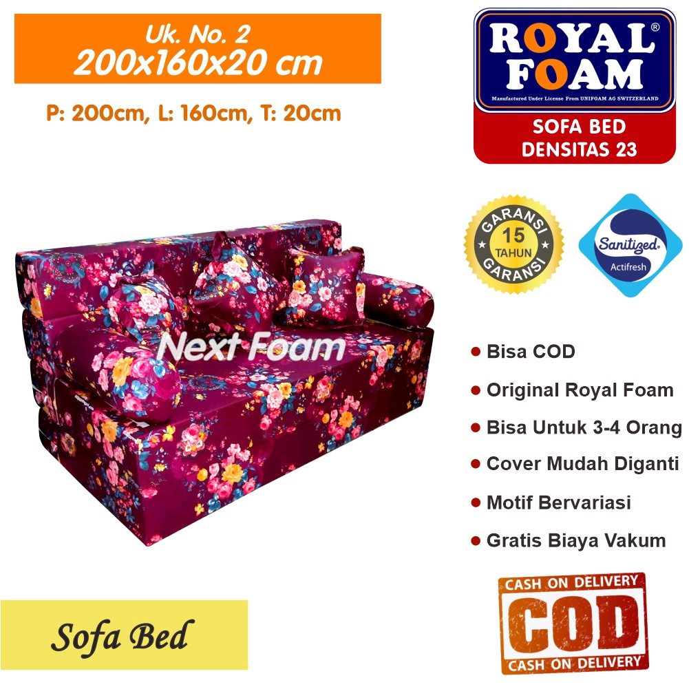 Sofa Bed Royal Foam Ukuran No 2 200x160x20 Tebal 20 cm RK D 23 ORIGINAL Royal Foam Garansi 15 Tahun